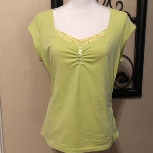 Lite green blouse w/ lacy front detail